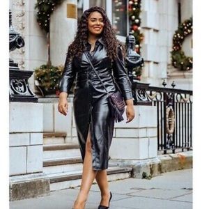 Zara Faux leather shirt dress